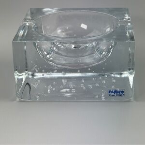 NYBRO Sweden 1985 crystal cube ashtray Excellent Condition MCM Art Glass Heavy